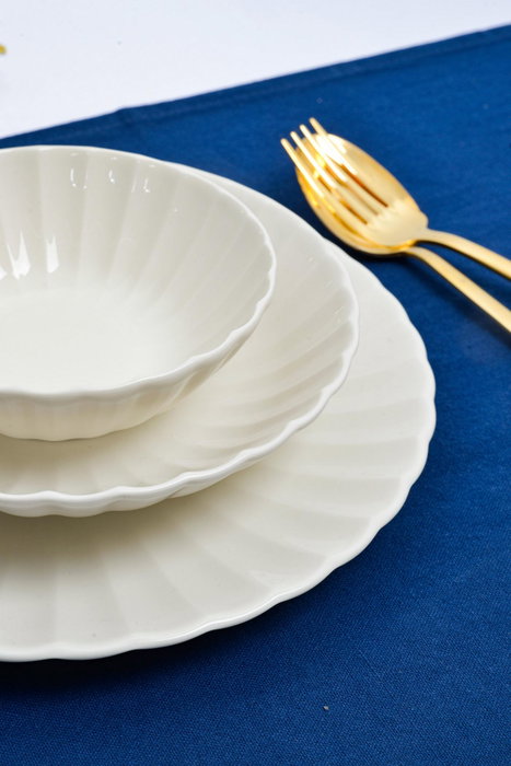 Hermia Isil 24 - Juego de cena de porcelana 24 piezas Blanco